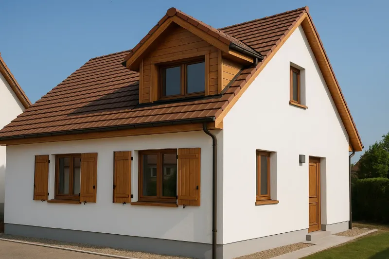 Lasure de boiserie, habillage planches de rives et peinture façade avec finitions sur mesure à Ichtratzheim dans le Bas-Rhin