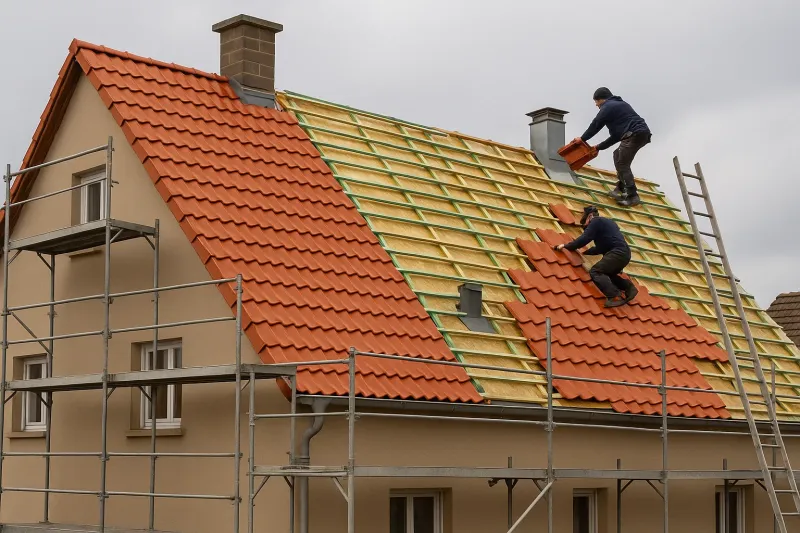 Travaux de couverture complète avec isolation, zinguerie et pose de tuiles à Griesheim-près-Molsheim (67) dans le Bas-Rhin