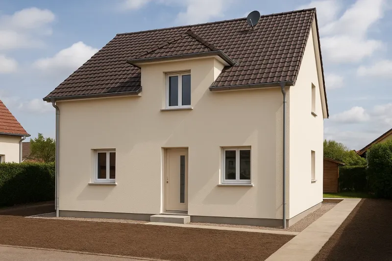 Crépis façades avec entoilage, enduit teinté et finitions Sto sur maison individuelle à Rosenwiller (67)près de Strasbourg