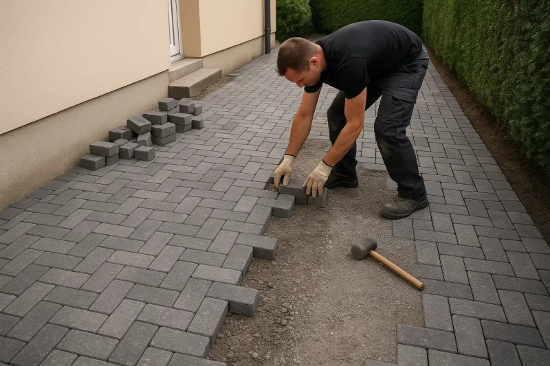 Rénovation de pavage avec fourniture, pose et réglage sur concassé compacté à Dorlisheim (67120) près de Strasbourg